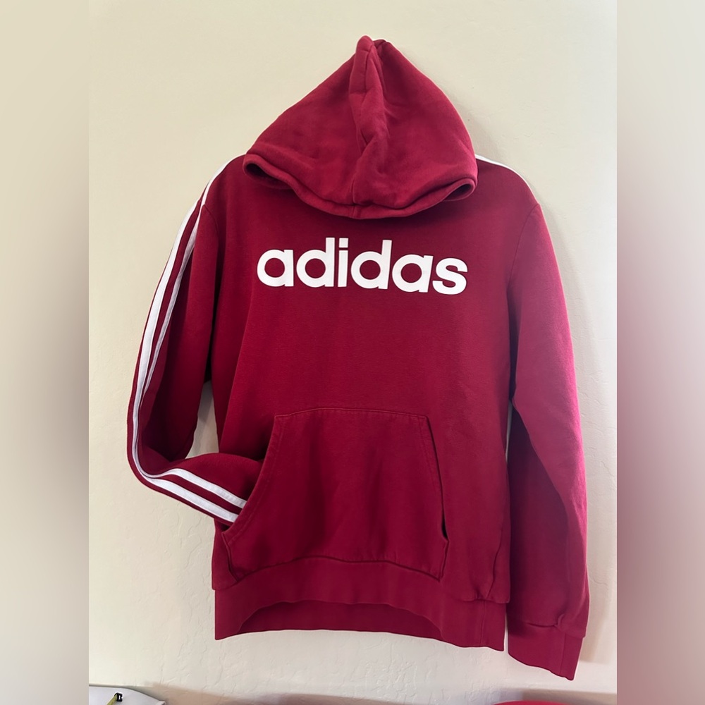 Adidas red stripe hoodie